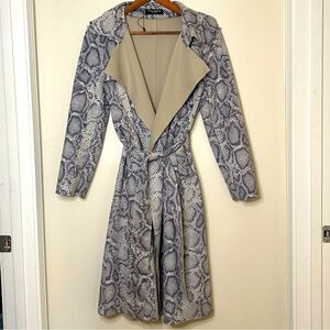 Snake Skin Faux Suede Trench Coat